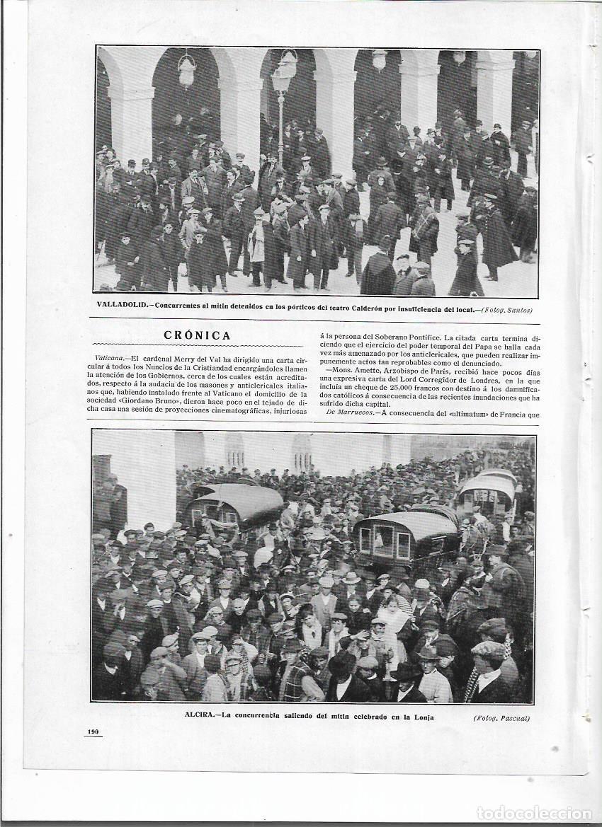 Collectionnisme: A&Ntilde;O 1910 RECORTE PRENSA ALCIRA MITIN PROTESTA CONTRA LA ENSE&Ntilde;ANZA LAICA EN LA LONJA