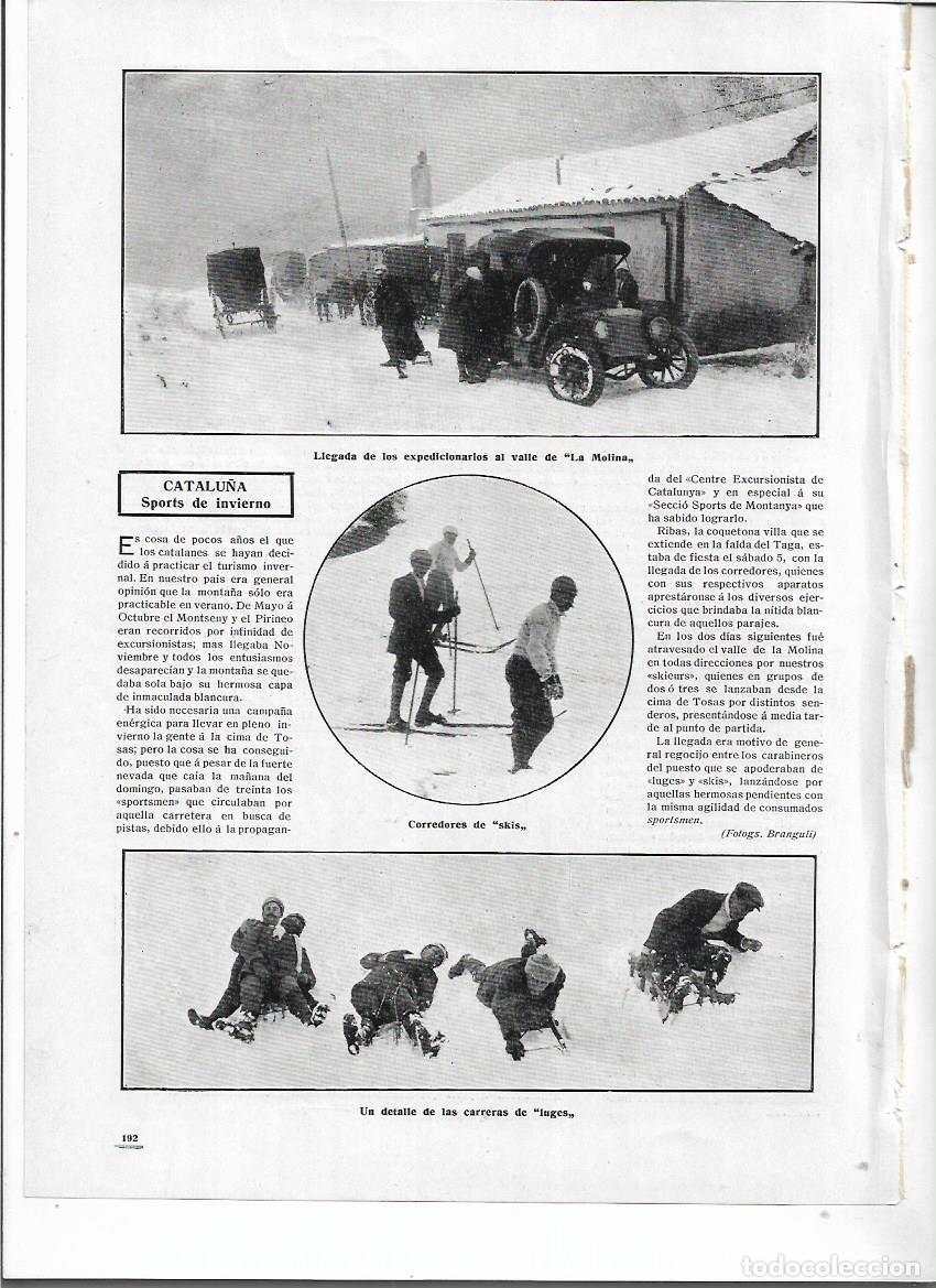 Coleccionismo: A&Ntilde;O 1910 RECORTE PRENSA ESQUI EN LA MOLINA TRINEOS CARRERAS ESQUI DE FONDO COCHE AUTOMOVIL
