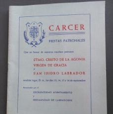 Coleccionismo: CARCER - FIESTAS PATRONALES - 1968