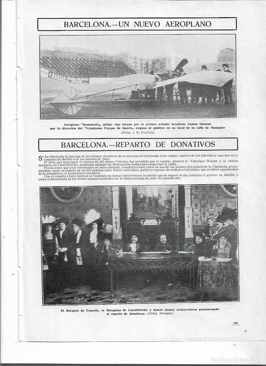 Coleccionismo: A&Ntilde;O 1910 RECORTE PRENSA AVIACION BARCELONA NUEVO AEROPLANO DEMOISELLE AVIADOR SANTOS DUMONT