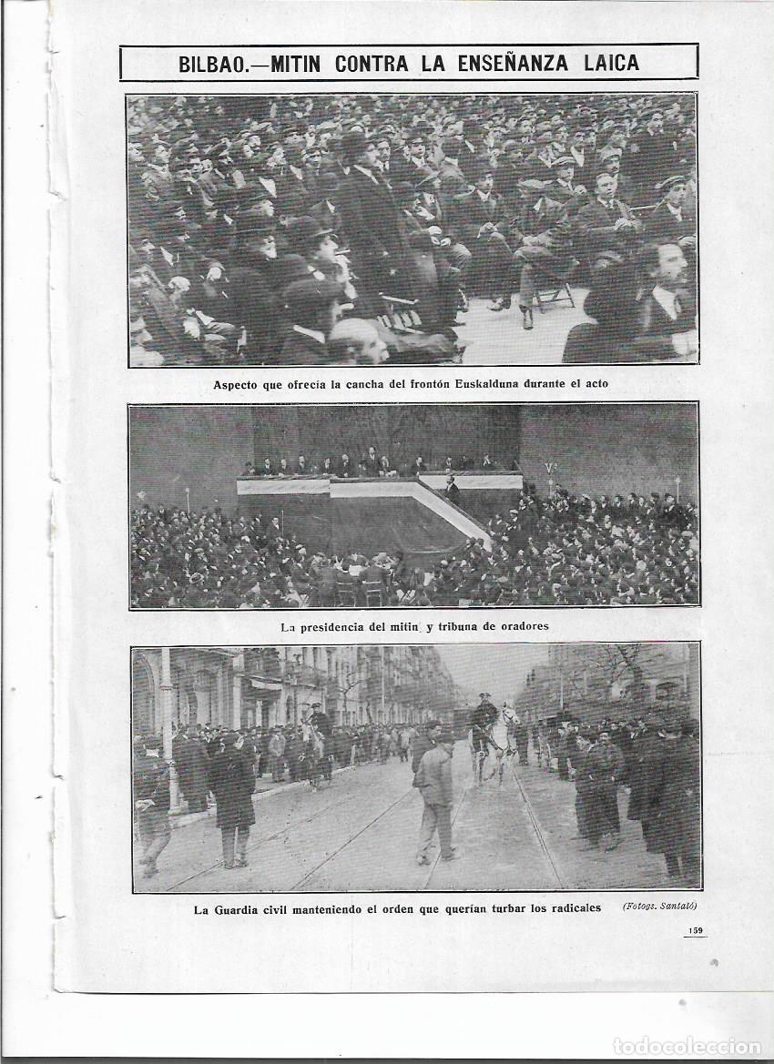 Coleccionismo: A&Ntilde;O 1910 RECORTE PRENSA BILBAO MITIN CONTRA LA ENSE&Ntilde;ANZA LAICA FRONTON EUSKALDUNA GUARDIA CIVIL
