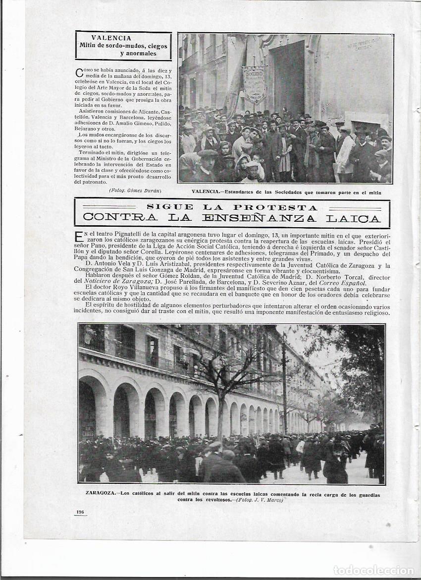 Coleccionismo: A&Ntilde;O 1910 RECORTE PRENSA ZARAGOZA MANIFESTACION CONTRA LA ENSE&Ntilde;ANZA LAICA CARGA GUARDIA CIVIL