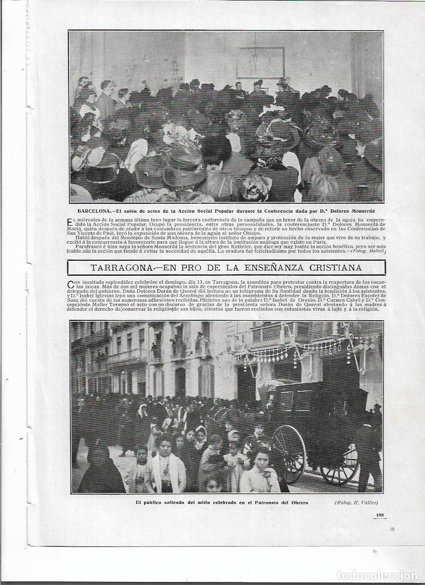 Coleccionismo: A&Ntilde;O 1910 RECORTE PRENSA TARRAGONA MITIN CATOLICO CONTRA ENSE&Ntilde;ANZA LAICA PATRONATO DEL OBRERO