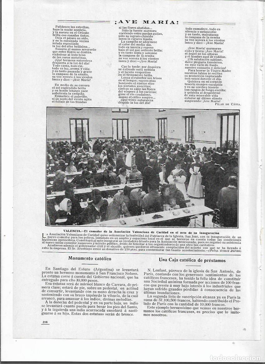 Coleccionismo: A&Ntilde;O 1910 RECORTE PRENSA VALENCIA INAUGURACION COMEDOR ASOCIACION VALENCIANA DE LA CARIDAD