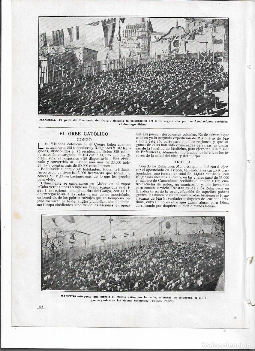 Coleccionismo: A&Ntilde;O 1910 RECORTE PRENSA MANRESA MITIN CATOLICO PROTESTA CONTRA ENSE&Ntilde;ANZA LAICA PATRONATO OBRERO