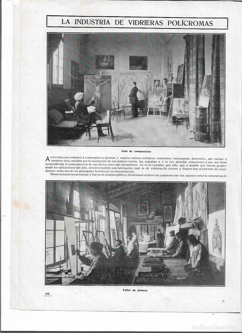 Coleccionismo: A&Ntilde;O 1910 RECORTE PRENSA INDUSTRIA VIDRIERAS POLICROMADAS HIJOS EUDALDO AMIGO GRABADO ESMALTE