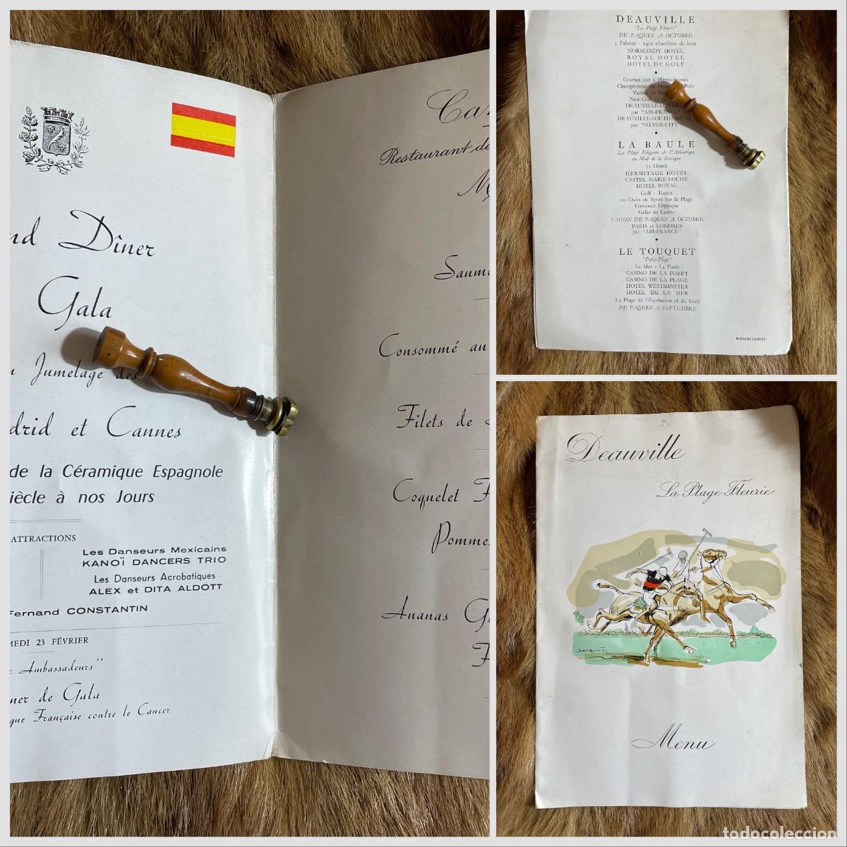 Coleccionismo: MEN&Uacute; CENA DE HERMANAMIENTO CANNES- MADRID. RESTAURANT AMBASSADEURS. 16 DE FEBRERO DE 1957
