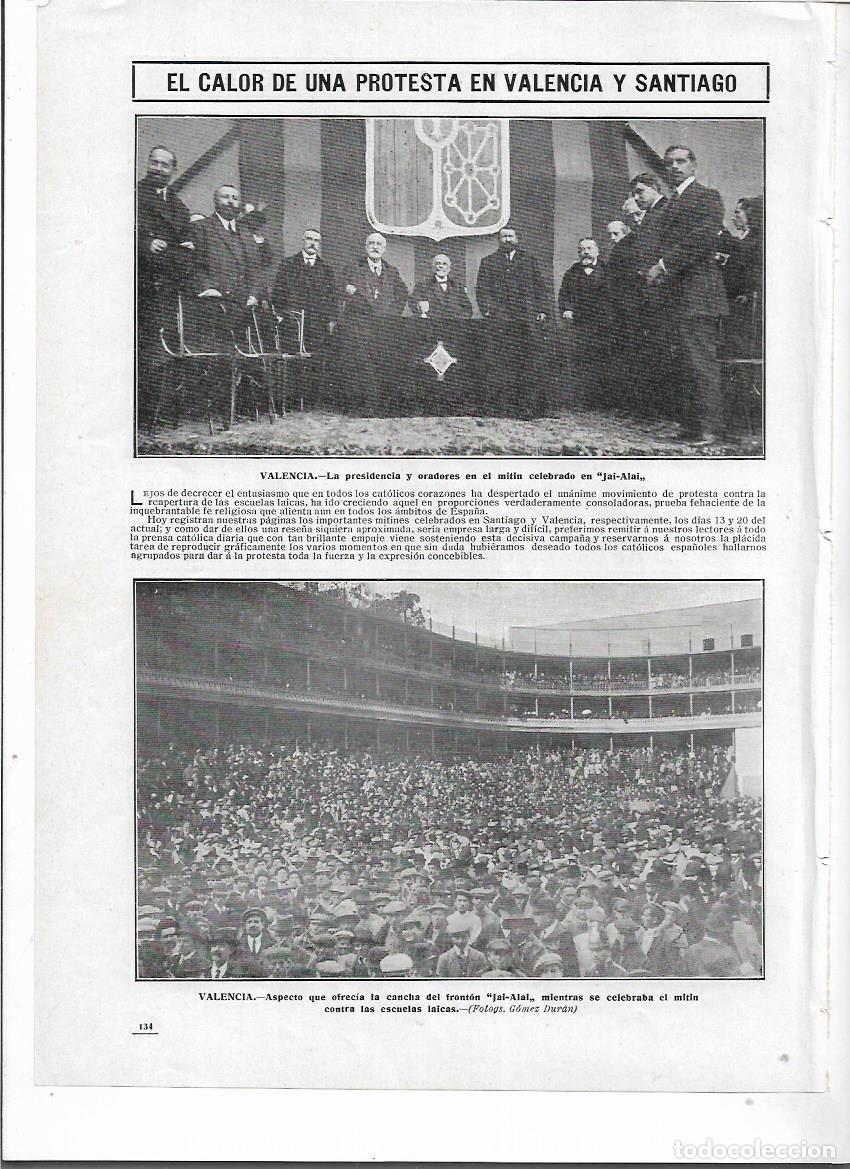 Colecionismo: A&Ntilde;O 1910 RECORTE PRENSA VALENCIA MITIN CATOLICO PROTESTA CONTRA LA ENSE&Ntilde;ANZA LAICA FRONTON JAI ALAI
