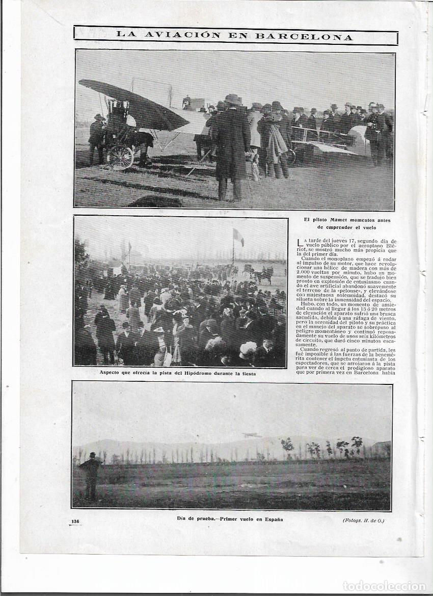 Colecionismo: A&Ntilde;O 1910 RECORTE PRENSA AVIACION EN BARCELONA AVIADOR MAMET PRIMER VUELO EN ESPA&Ntilde;A MONOPLANO BERIOT