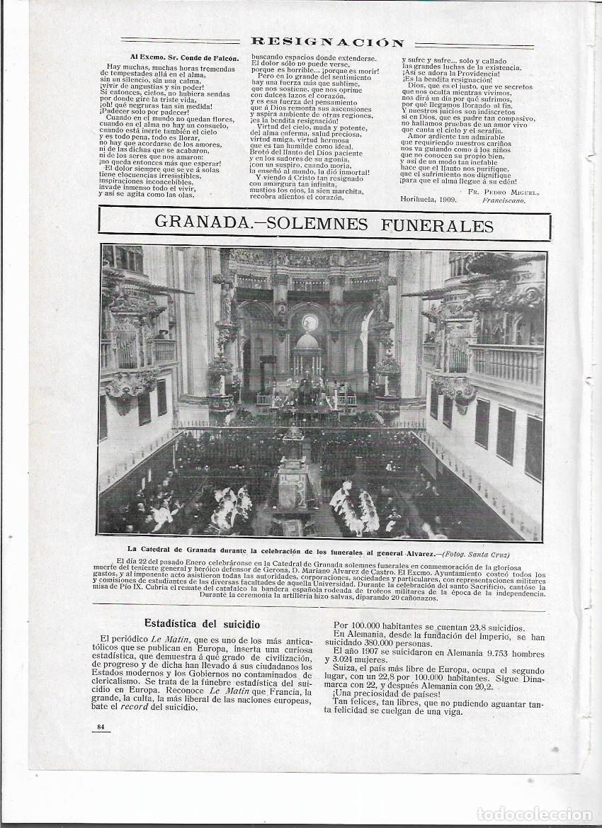 Colecionismo: A&Ntilde;O 1910 RECORTE PRENSA CATEDRAL DE GRANADA SOLEMNES FUNERALES AL GENERAL ALVAREZ