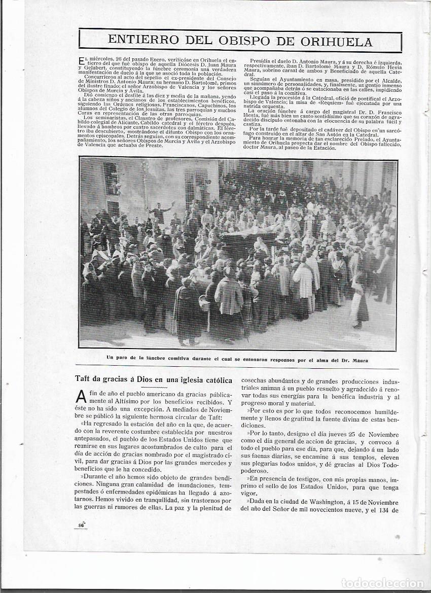 Colecionismo: A&Ntilde;O 1910 RECORTE PRENSA ORIHUELA MUERTE ENTIERRO OBISPO JUAN MAURA ASISTENCIA ANTONIO MAURA