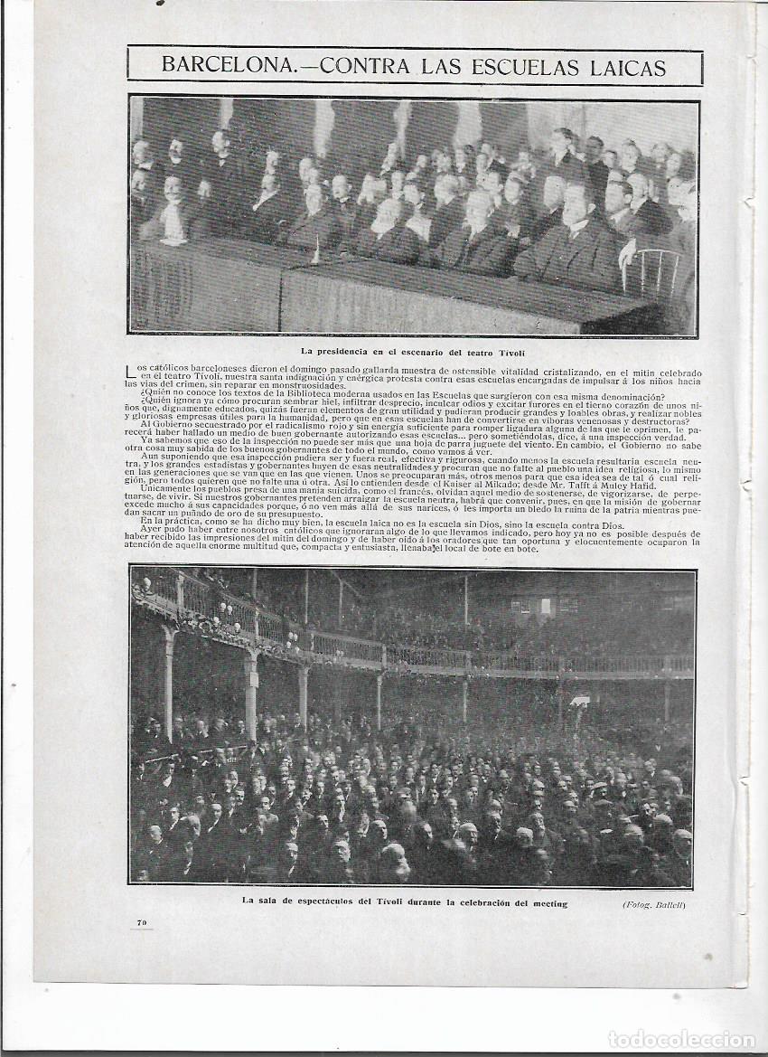 Colecionismo: A&Ntilde;O 1910 RECORTE PRENSA BARCELONA MITIN CATOLICO PROTESTA CONTRA ESCUELAS LAICAS TEATRO TIVOLI