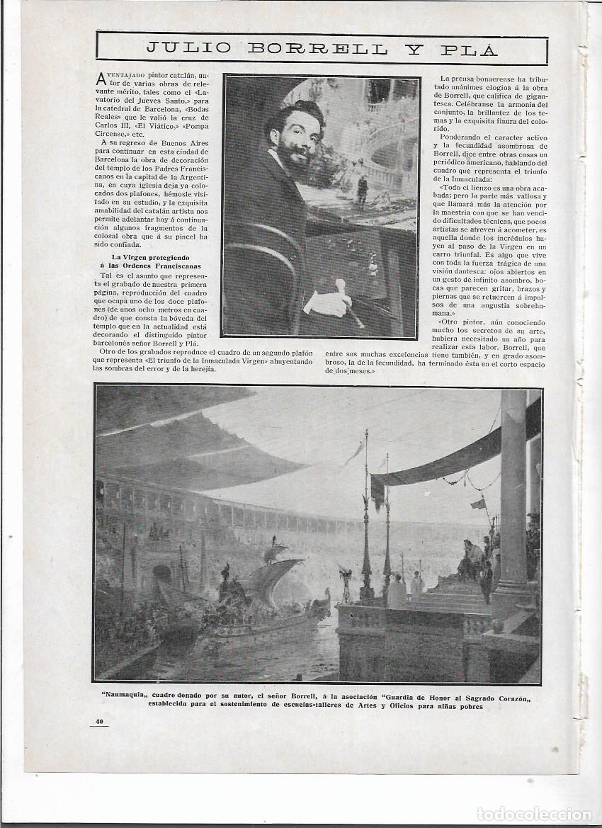 Colecionismo: A&Ntilde;O 1910 RECORTE PRENSA PINTURA PINTOR JULIO BORRELL PLA OBRAS NAUMAQUIA BODA PRINCIPAL