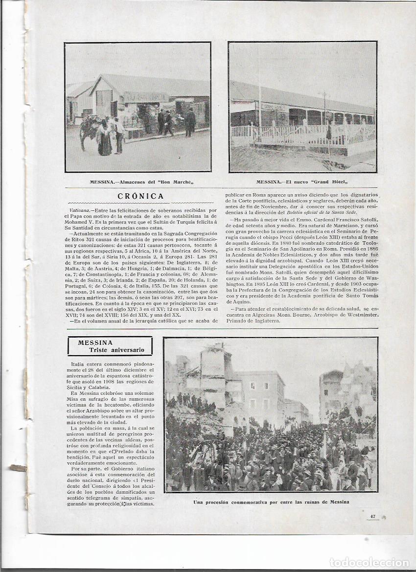 Colecionismo: A&Ntilde;O 1910 RECORTE PRENSA MESSINA ITALIA ALMACENES BON MARCHE GRAN HOTEL PROCESION VICTIMAS TERREMOTO