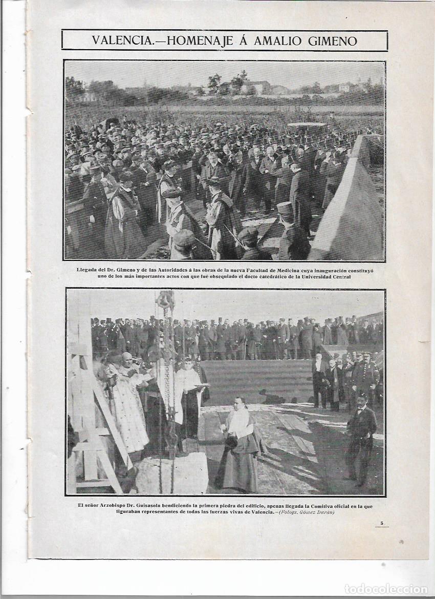 Colecionismo: A&Ntilde;O 1910 RECORTE PRENSA VALENCIA HOMENAJE A AMALIO GIMENO BENDICION OBRAS FACULTAD DE MEDICINA