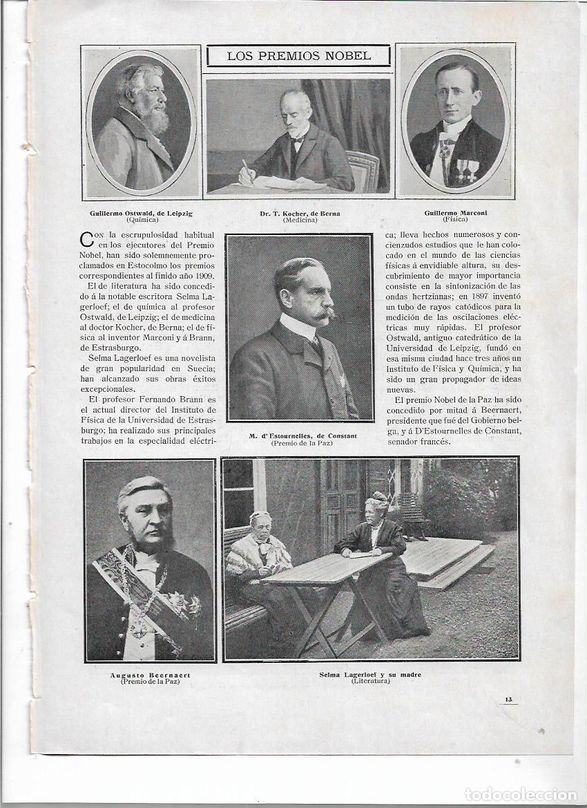 Colecionismo: A&Ntilde;O 1910 RECORTE PRENSA PREMIO NOBEL MARCONI KOCHER SELMA LAGERLOEF Y SU MADRE OSTWALD DE LEIPZIG