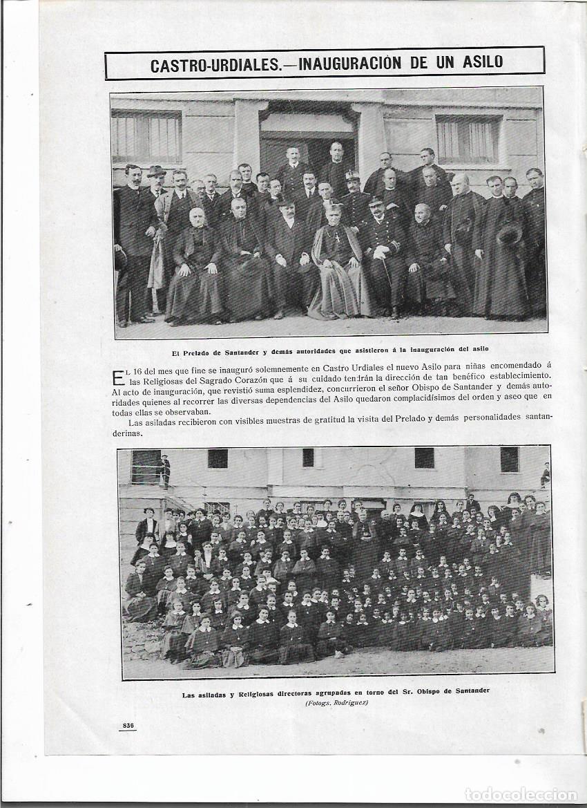 Coleccionismo: A&Ntilde;O 1910 RECORTE PRENSA CASTRO URDIALES INAUGURACION ASILO PARA NI&Ntilde;AS RELIGIOSAS DEL SAGRADO CORAZON