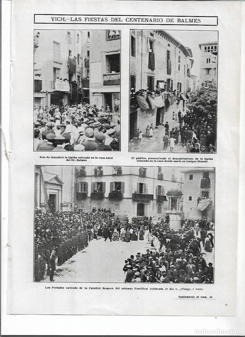 Coleccionismo: A&Ntilde;O 1910 RECORTE PRENSA VIC FIESTAS CENTENARIO DE BALMES INAUGURACION ESTACION FERROCARRIL TREN