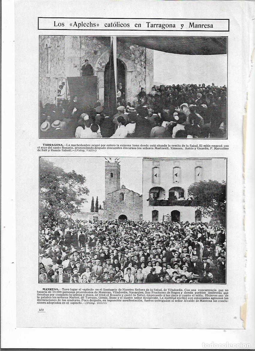 Collectionnisme: A&Ntilde;O 1910 RECORTE PRENSA TARRAGONA MITIN CATOLICO CONTRA ENSE&Ntilde;ANZA LAICA ERMITA DE LA SALUT