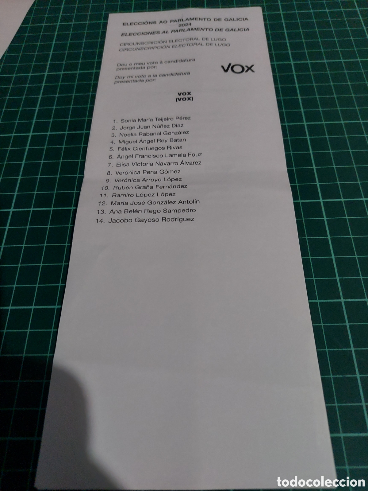 Sammelleidenschaft Papier: Lugo vi&ntilde;eta papeleta de voto eleccions ao parlamento de Galicia