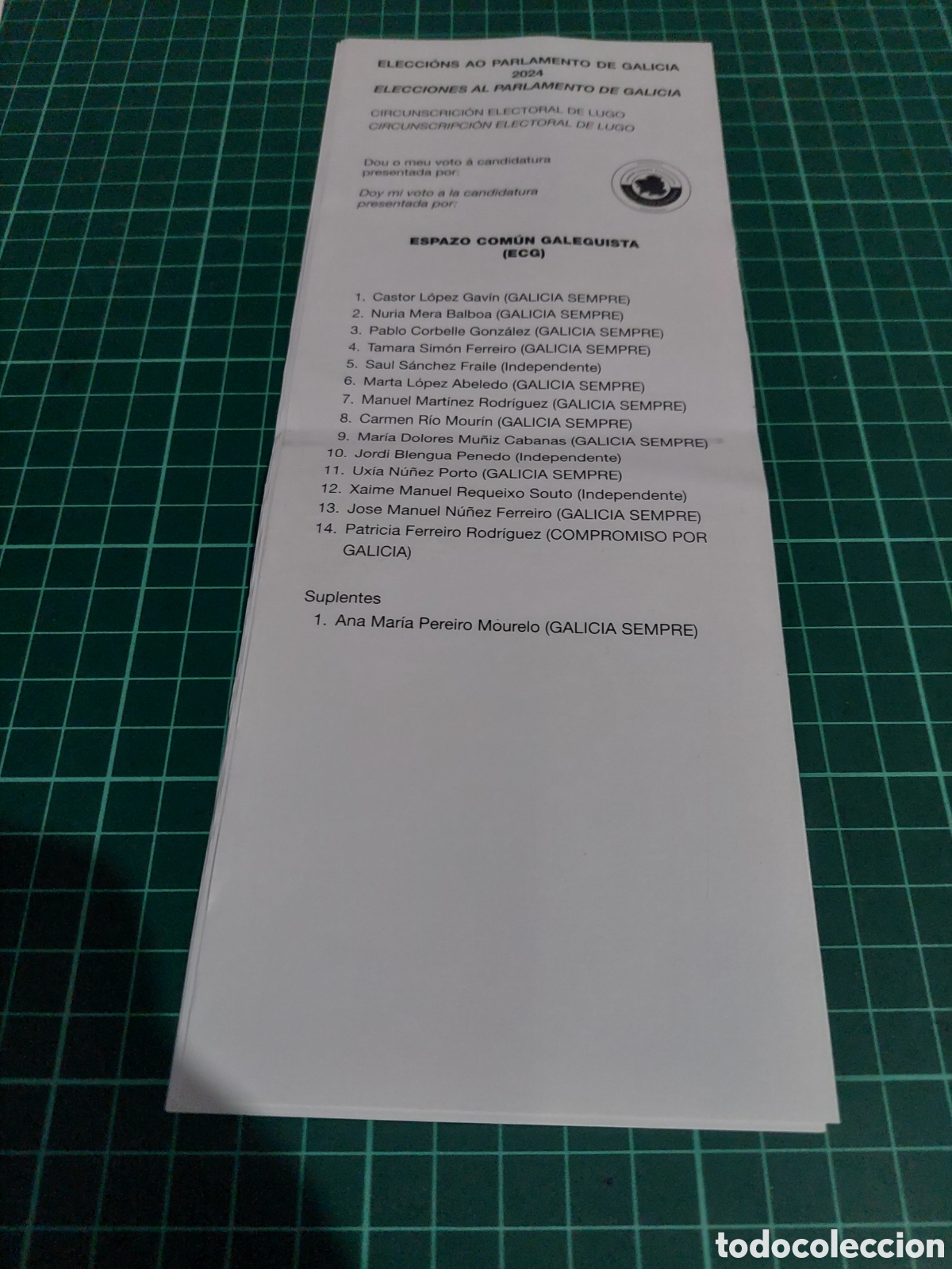 Sammelleidenschaft Papier: Lugo espazo com&uacute;n galeguista ecg eleccions ao parlamento de Galicia 2024