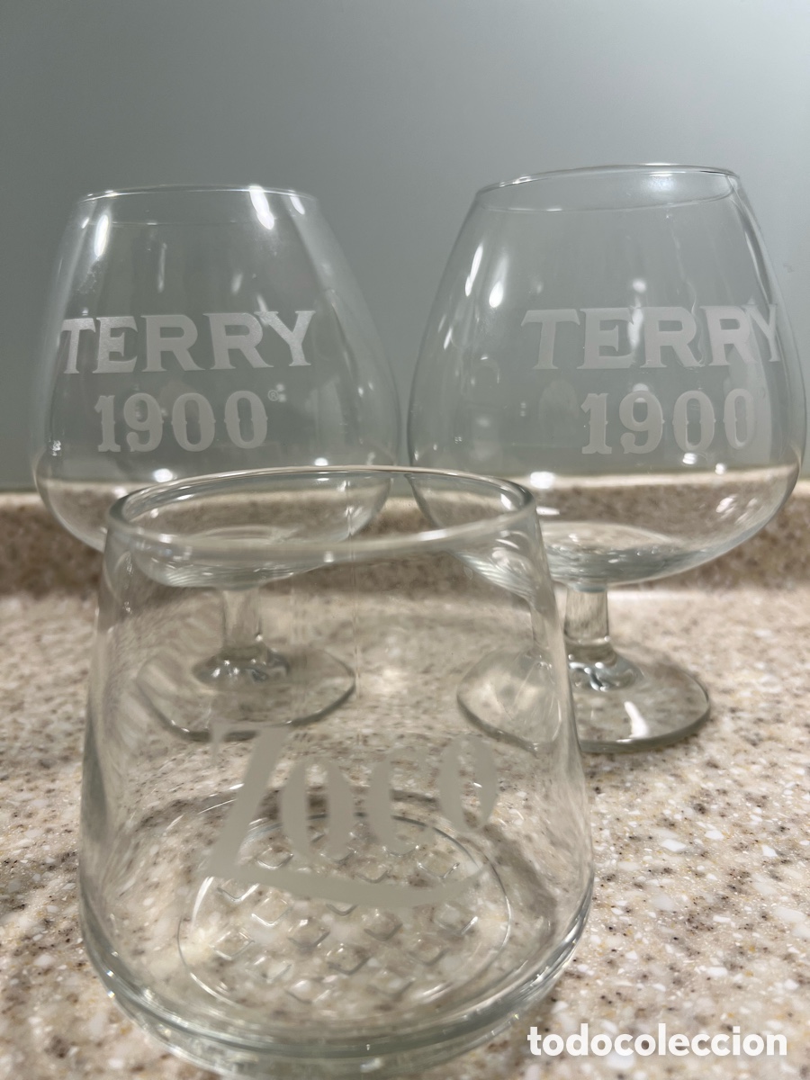 Collectionnisme: 2 COPAS CRISTAL TERRY 1900 ** MAS 4 VASOS de ZOCO * SERIGRAFEADOS,, total 6 Unidades NUEVOS