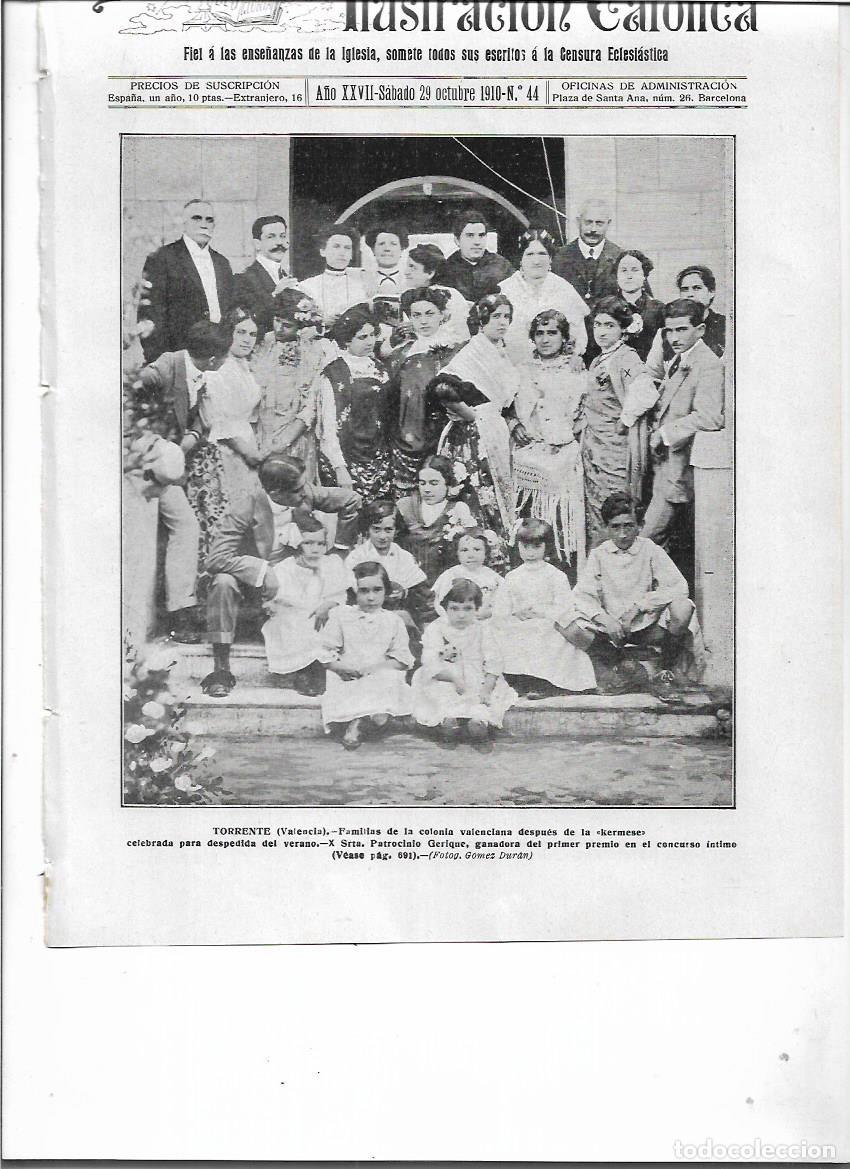 Collectionnisme: A&Ntilde;O 1910 RECORTE PRENSA TORRENTE VALENCIA FAMILIAS COLONIA VALENCIANA KARMESE PATROCINIO GERIQUE