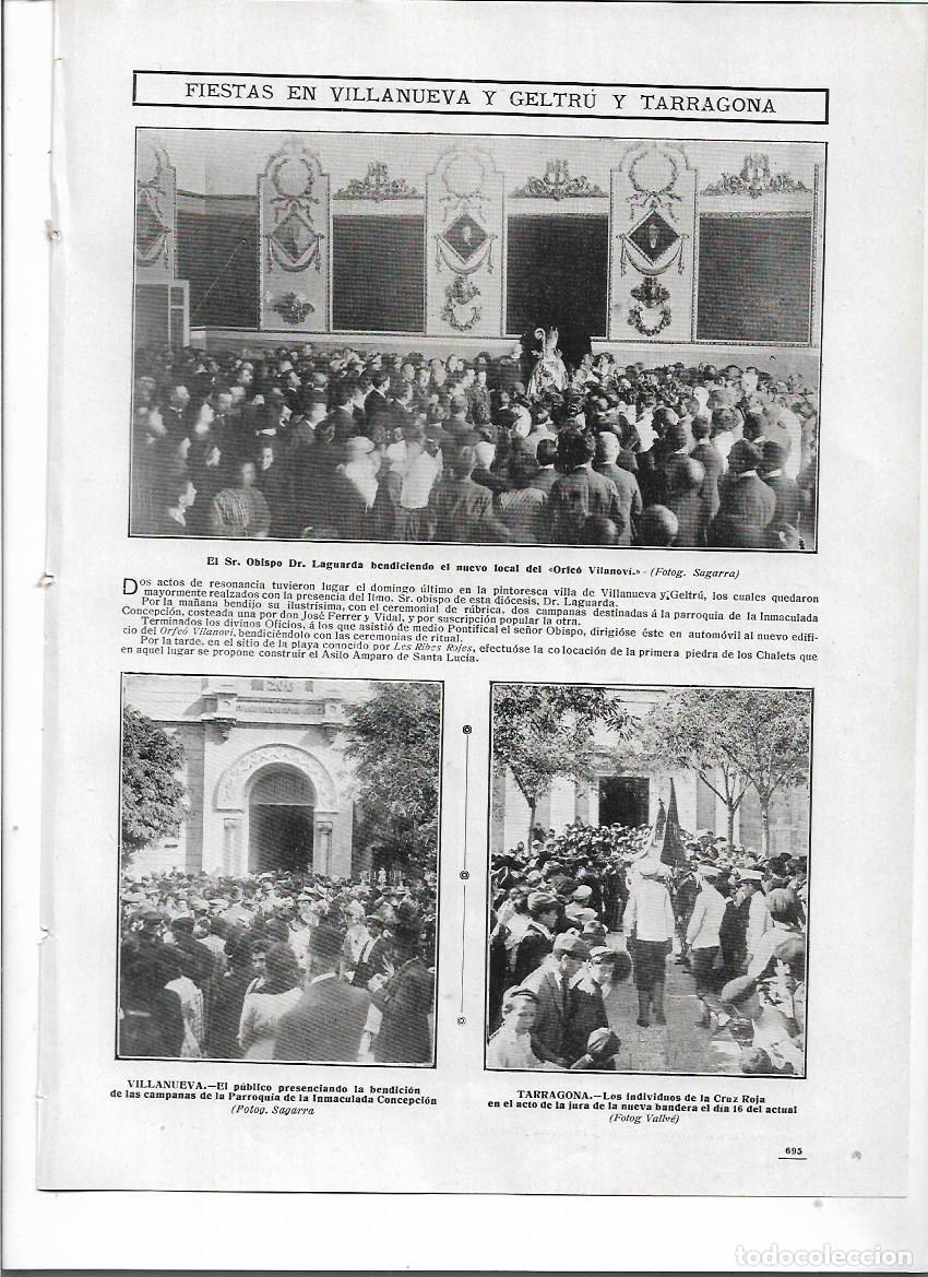 Collectionnisme: A&Ntilde;O 1910 RECORTE PRENSA VILANOVA I LA GELTRU INAUGURACION LOCAL DEL ORFEO VILANOVI CAMPANA IGLESIA