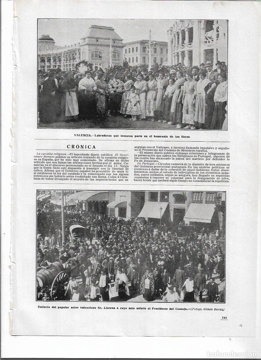 Collectionnisme: A&Ntilde;O 1910 RECORTE PRENSA VALENCIA MUERTE ENTIERRO DEL POPULAR ACTOR VALENCIANO LLORENS