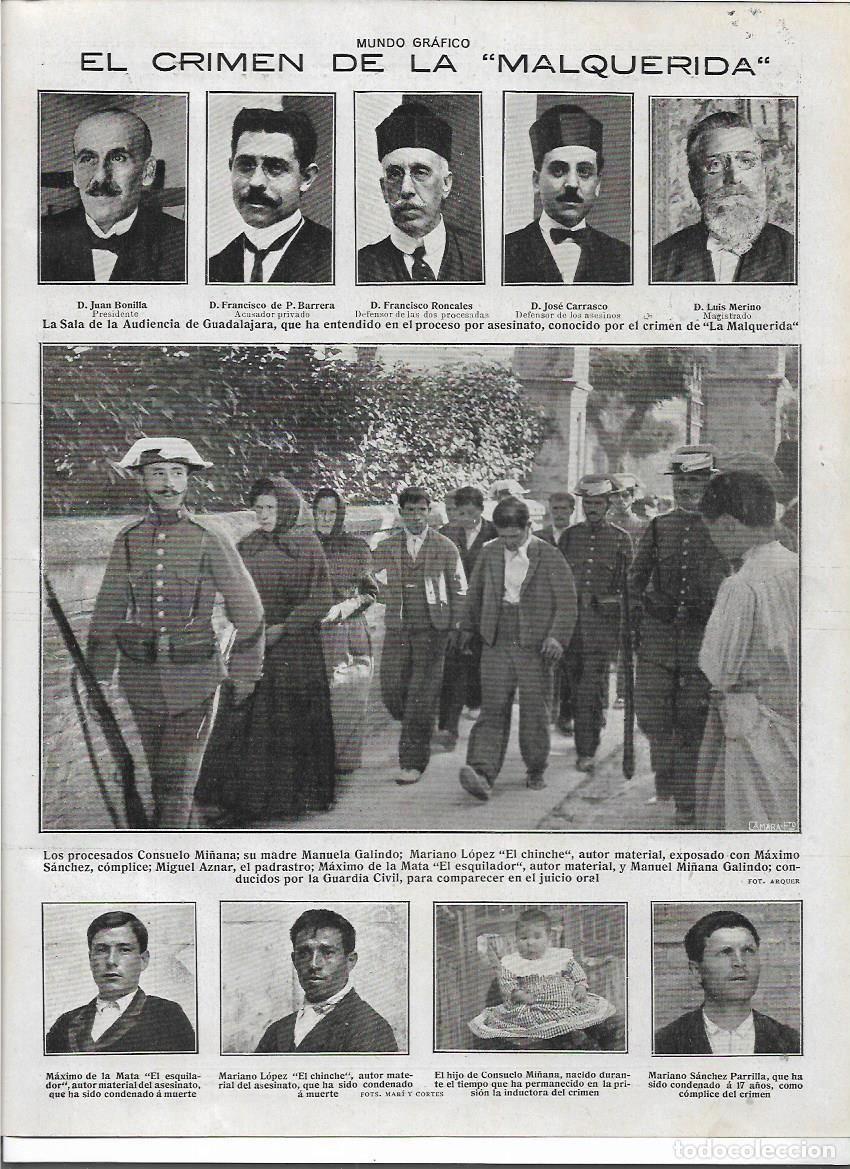 Collectionnisme: A&Ntilde;O 1916 RECORTE PRENSA AUDIENCIA GUADALAJARA PROCESADOS CRIMEN LA MALQUERIDA CONSUELO MI&Ntilde;ANA JUICIO