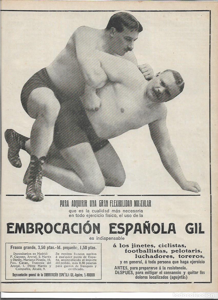 Collectionnisme: A&Ntilde;O 1916 RECORTE PRENSA PUBLICIDAD EMBROCACION ESPA&Ntilde;OLA GIL PARA DEPORTISTAS AGUJETAS MUSCULATURA