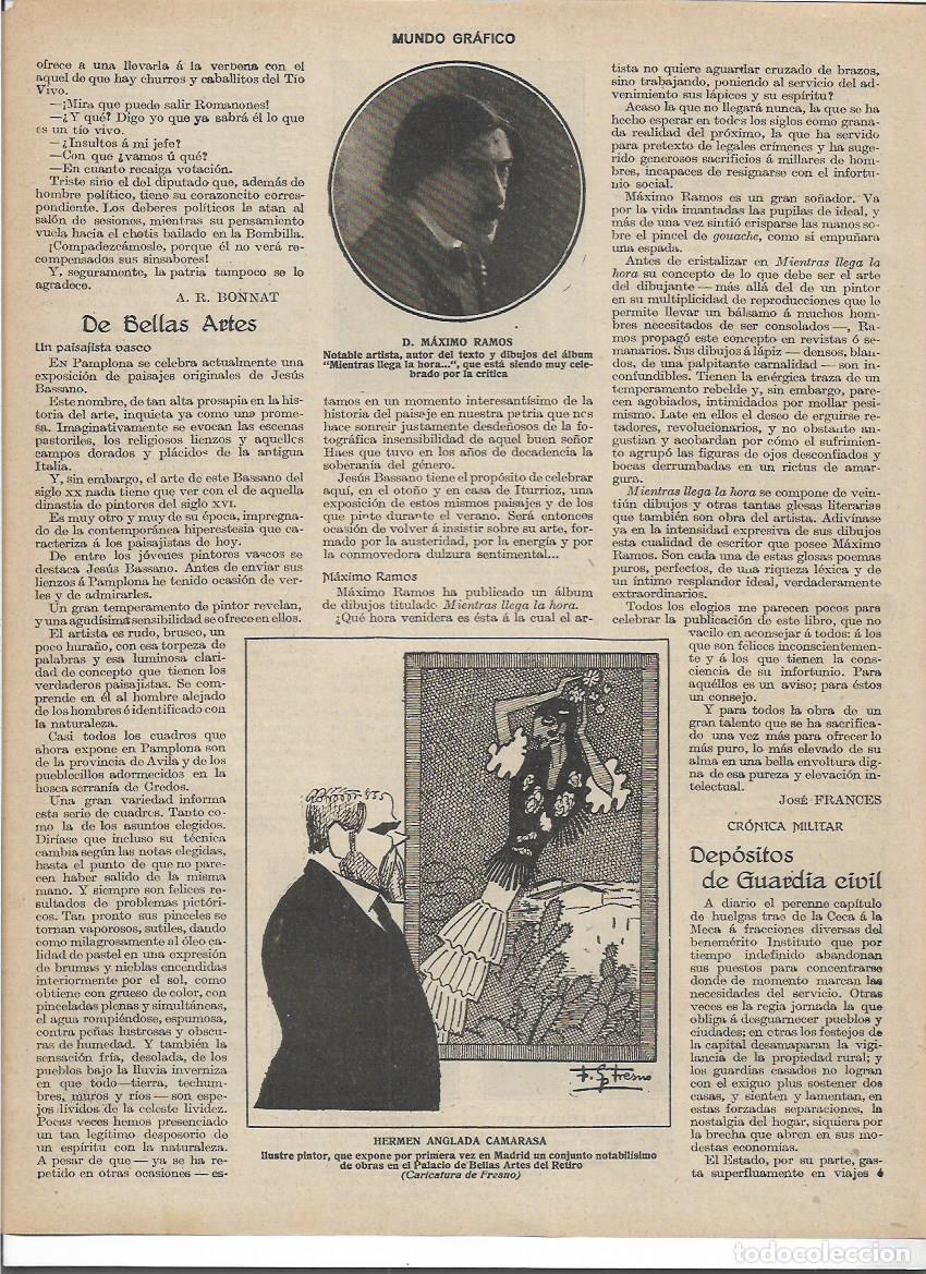 Sammelleidenschaft Papier: A&Ntilde;O 1916 RECORTE PRENSA DIBUJO CARICATURA DE HERMEN ANGLADA CAMARASA PINTOR POR FRESNO