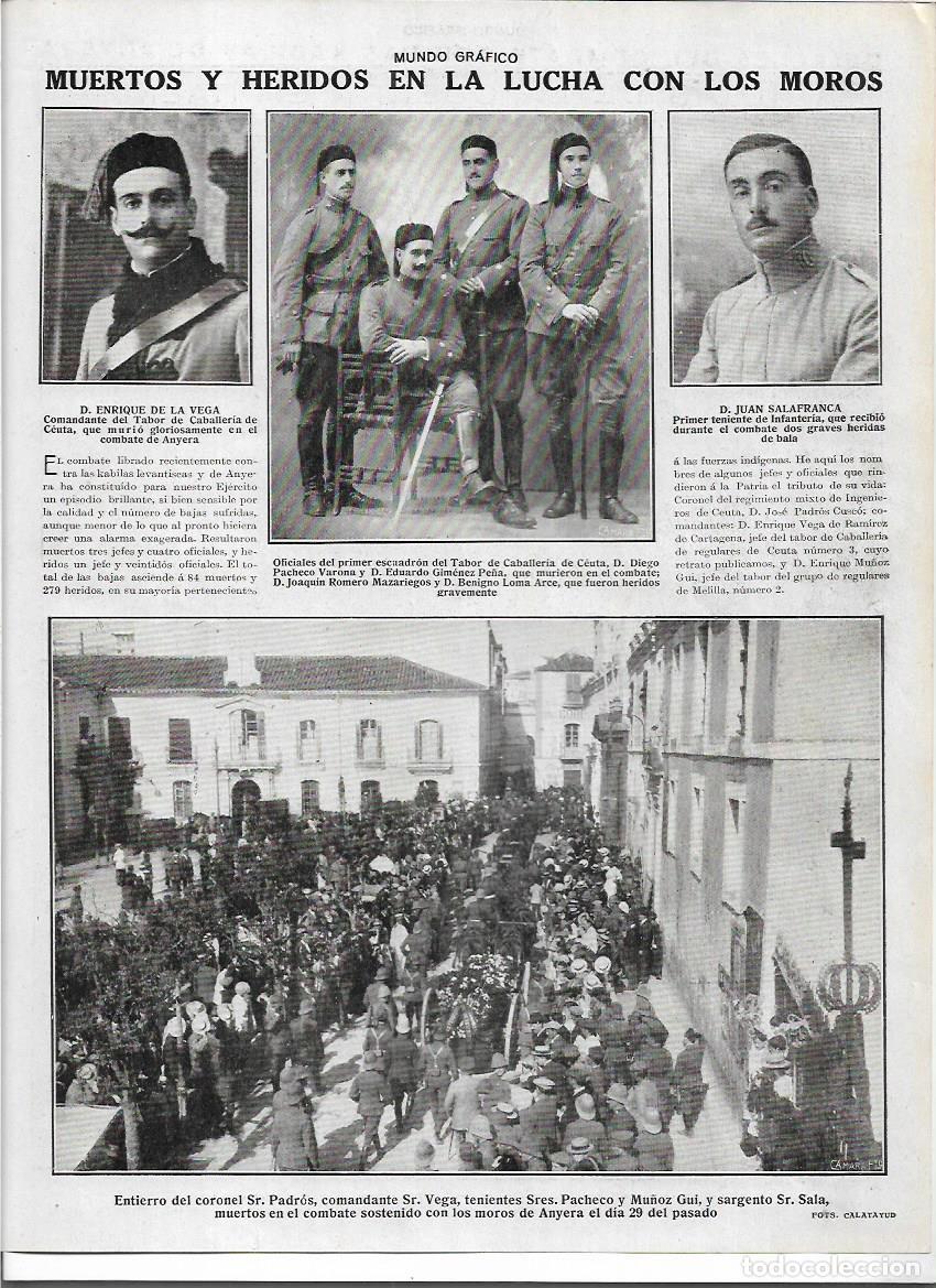Collectionnisme: A&Ntilde;O 1916 RECORTE PRENSA ENTIERRO CORONEL PADROS SR VEGA TENIENTES PACHECO MUERTOS COMBATE ANYERA