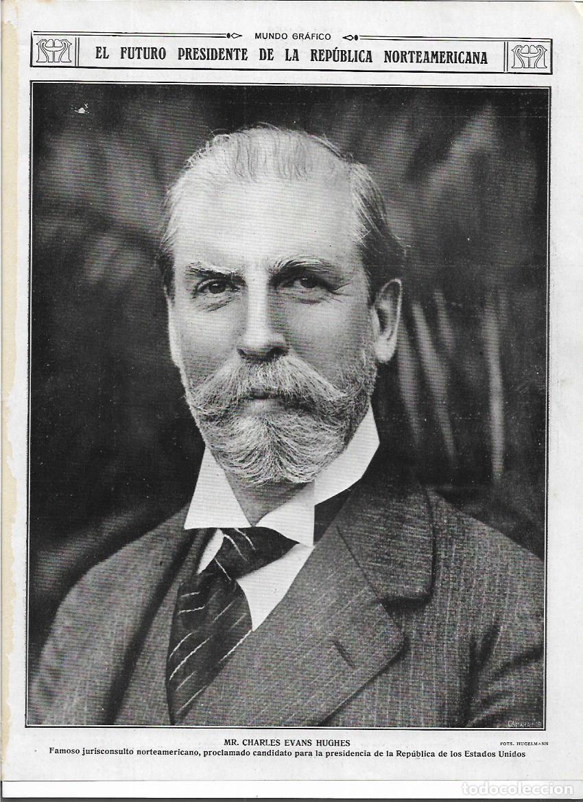 Collectionnisme: A&Ntilde;O 1916 RECORTE PRENSA ELECCIONES PRESIDENCIALES ESTADOS UNIDOS AMERICA EVANS HUGHES REPUBLICANO