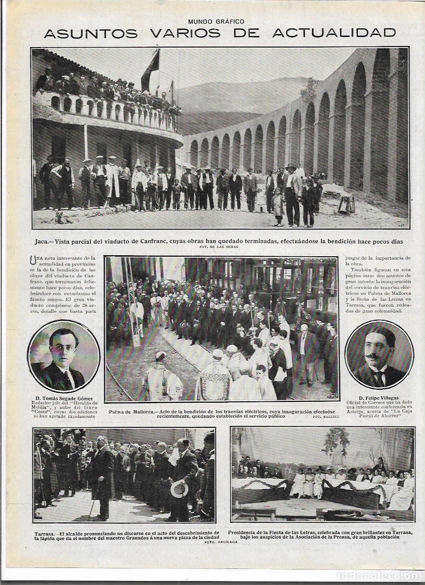Colecionismo: A&Ntilde;O 1916 RECORTE PRENSA JACA TERMINACION DE LAS OBRAS DEL VIADUCTO DE CANFRANC