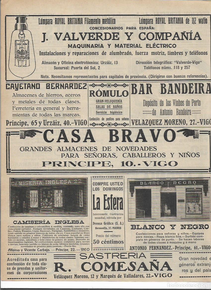 Collecting paper: A&Ntilde;O 1916 RECORTE PRENSA PUBLICIDAD TIENDA ALMACEN CONFECCION ROPA MODA BLANCO Y NEGRO VIGO NOVIAS