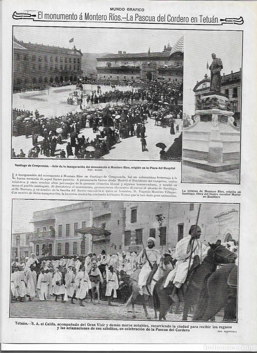 Colecionismo: 1916 RECORTE PRENSA SANTIAGO DE COMPOSTELA INAUGURACION MONUMENTO A MONTERO RIOS MARIANO BENLLIURE