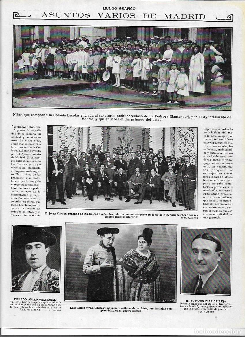 Coleccionismo: A&Ntilde;O 1916 RECORTE PRENSA BANQUETE HOMENAJE AL ESCRITOR LITERATO JORGE CARTIER HOTEL RITZ MADRID