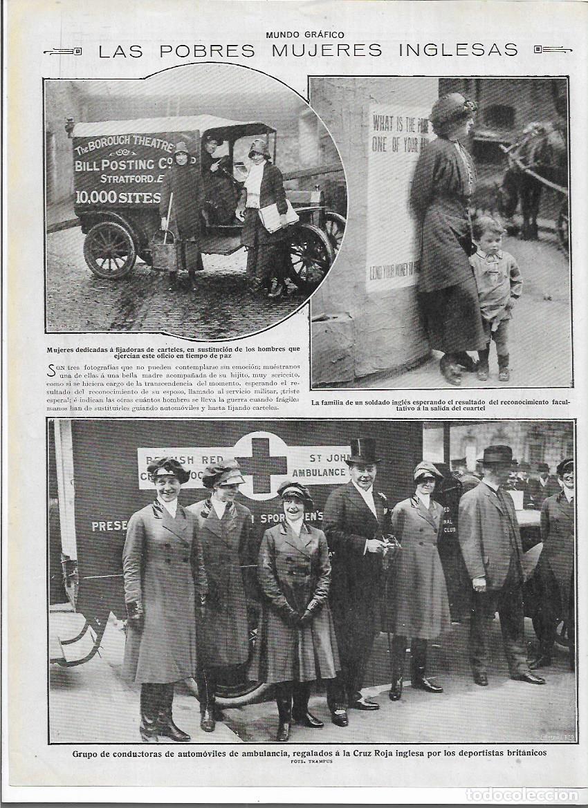 Coleccionismo: A&Ntilde;O 1916 RECORTE PRENSA SANIDAD AMBULANCIA CRUZ ROJA MUJERES CONDUCTORAS REGALO DEPORTISTAS INGLESES
