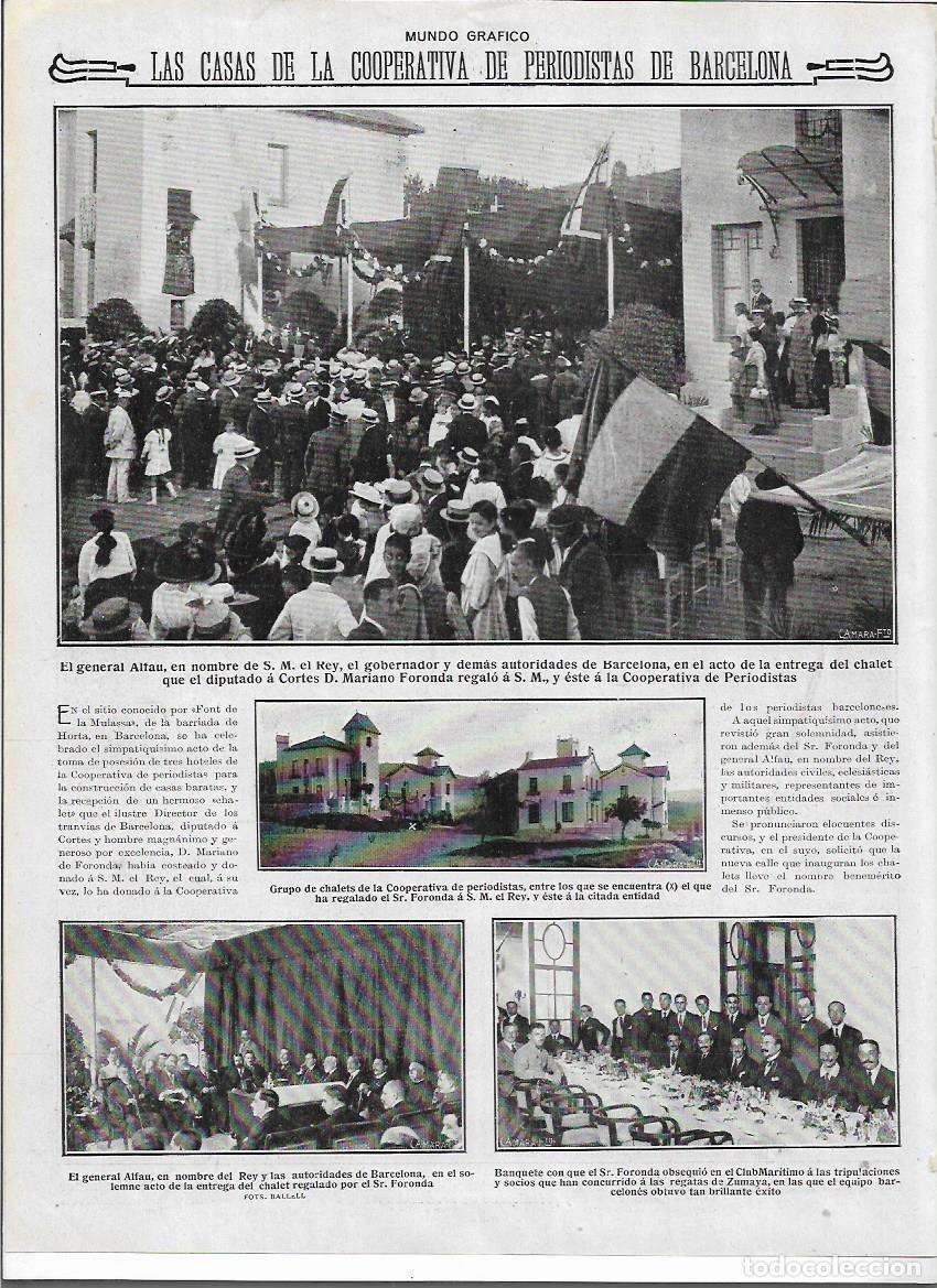 Coleccionismo: A&Ntilde;O 1916 RECORTE PRENSA BARCELONA CASAS DE LA COOPERATIVA DE PERIODISTAS CHALET REGALO SR FORONDA