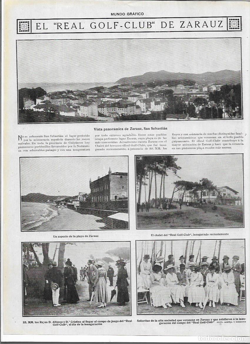 Coleccionismo: A&Ntilde;O 1916 RECORTE PRENSA ZARAUZ INAUGURACION REAL GOLF CLUB CHALET PLAYA
