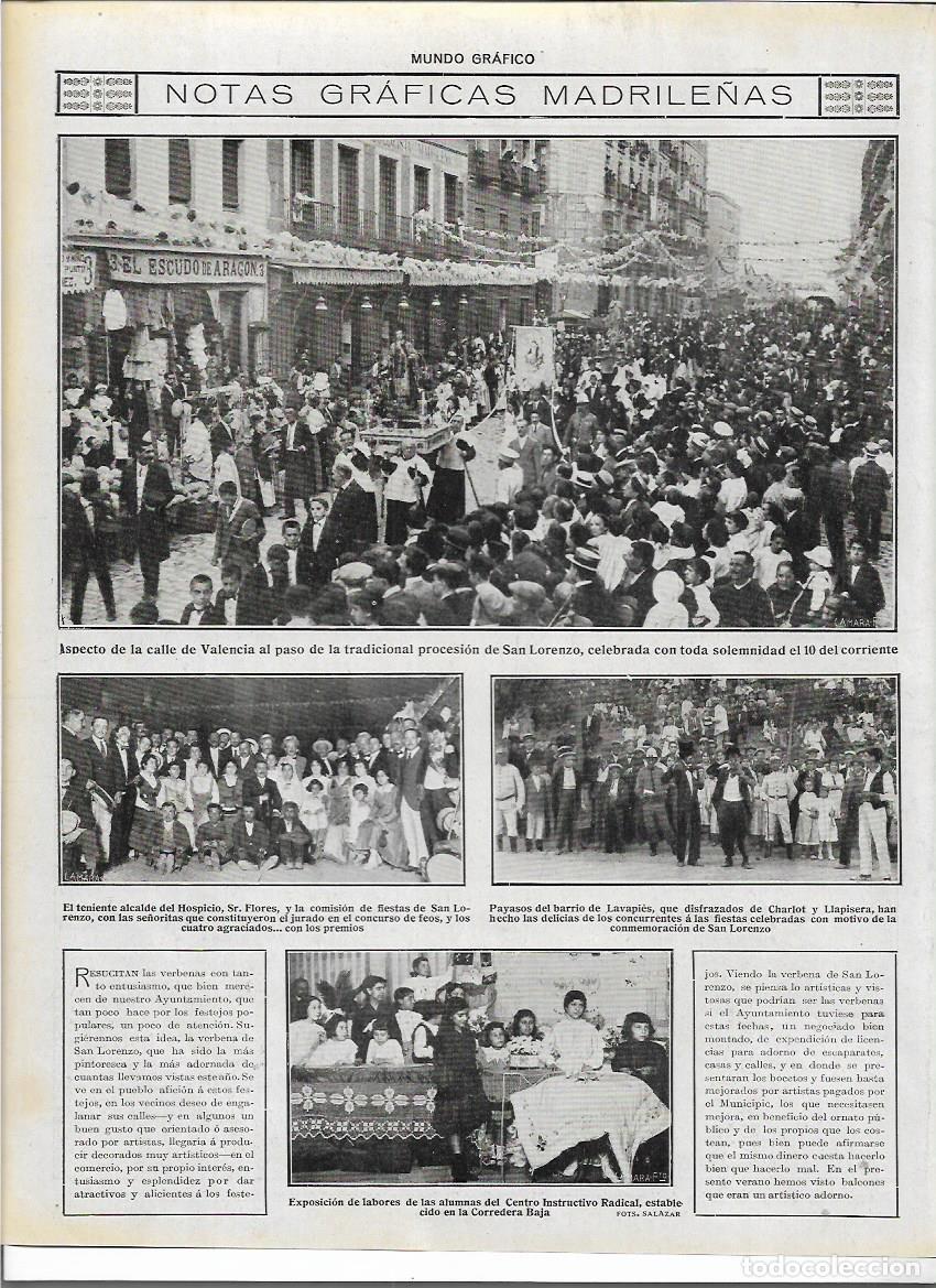 Coleccionismo: A&Ntilde;O 1916 RECORTE PRENSA MADRID PROCESION SAN LORENZO CALLE VALENCIA CONCURSO FEOS PAYASOS LAVAPIES