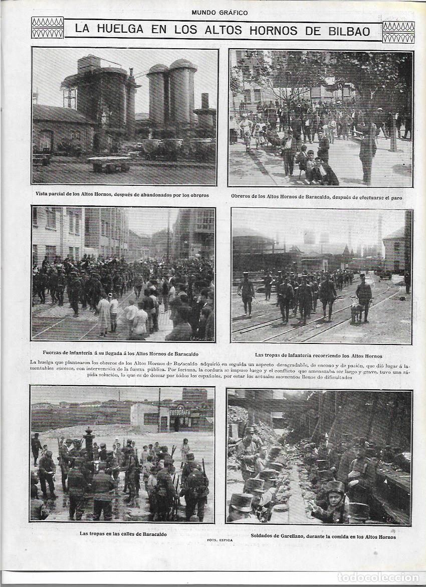 Coleccionismo: 1916 RECORTE PRENS HUELGA ALTOS HORNOS BILBAO BARACALDO OBREROS TROPAS INFANTERIA SOLDADOS GARELLANO