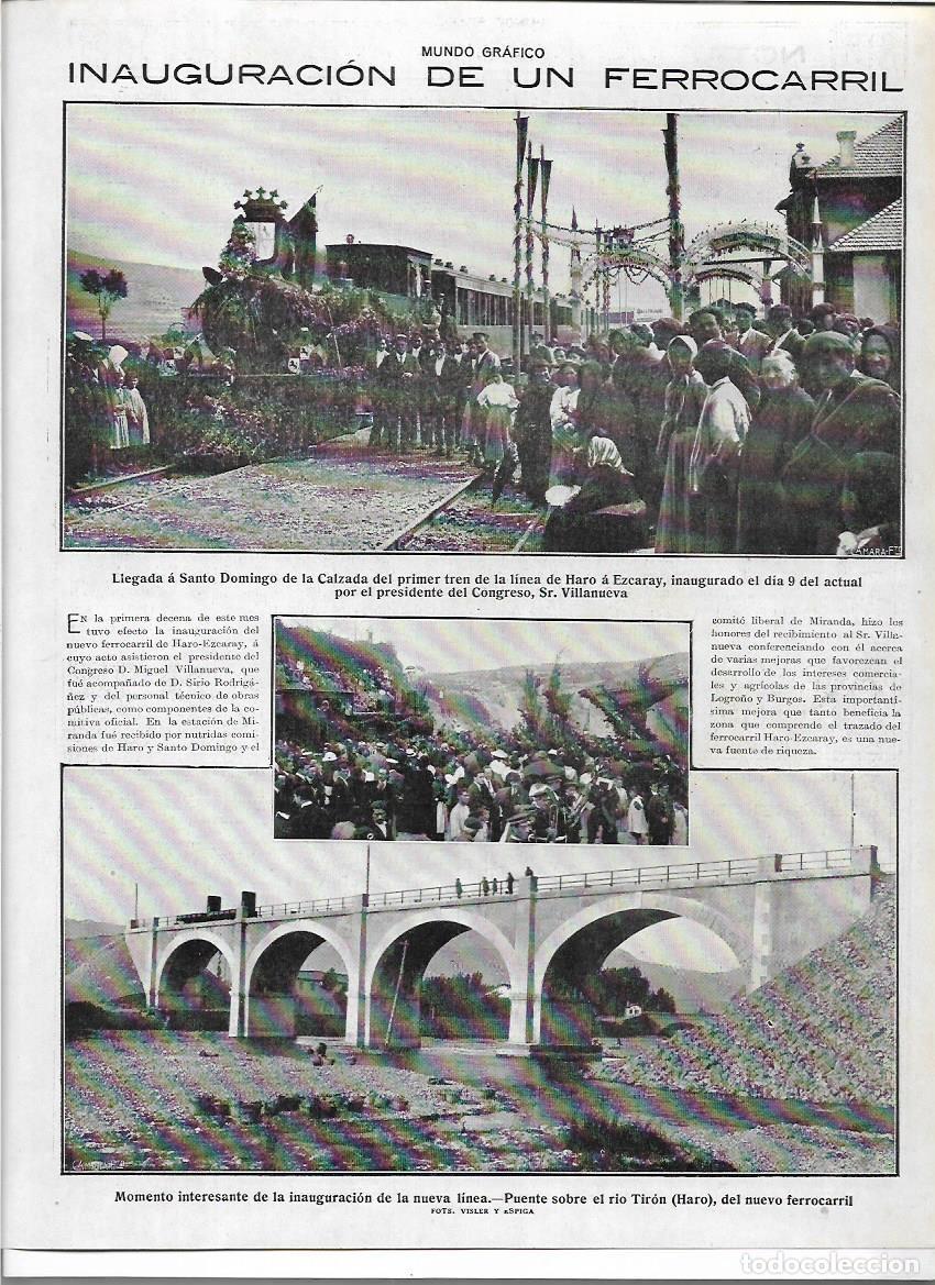 Coleccionismo: A&Ntilde;O 1916 RECORTE PRENSA SANTO DOMINGO DE LA CALZADA INAUGURACION TREN LINEA HARO A EZCARAY PUENTE