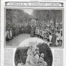 Coleccionismo: 1916 RECORTE PRENSA BARCELONA HOMENAJE ESCULTOR LLIMONA MATERNIDAD ESCULTURA MONTJUIC ESCUELA BOSQUE