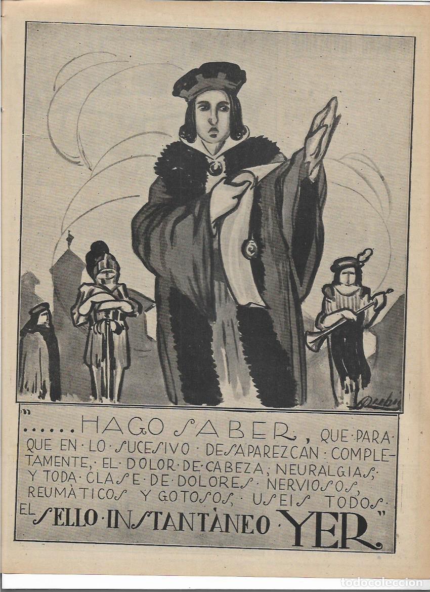 Colecionismo: A&Ntilde;O 1916 RECORTE PRENSA PUBLICIDAD SELLO INSTANTANEO YER PRODUCTOS FARMACEUTICOS