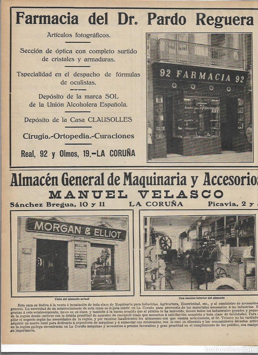Colecionismo: A&Ntilde;O 1916 RECORTE PRENSA LA CORU&Ntilde;A PUBLICIDAD MORGAN ELLIOT ALMACEN MAQUINARIA MANUEL VELASCO