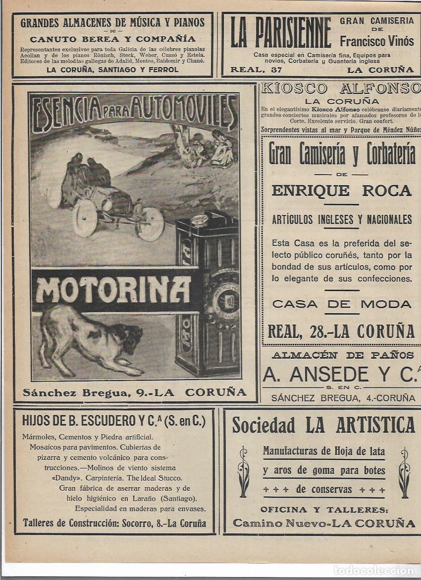 Colecionismo: A&Ntilde;O 1916 RECORTE PRENSA LA CORU&Ntilde;A PUBLICIDAD ENRIQUE ROCA CAMISERIA CORBATERIA CASA DE MODA