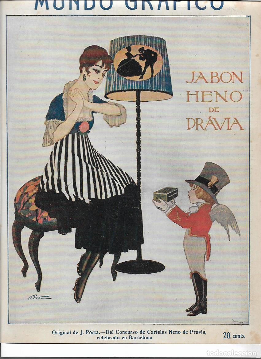 Colecionismo: A&Ntilde;O 1916 RECORTE PRENSA PUBLICIDAD CONCURSO CARTELES JABON HENO DE PRAVIA DIBUJO J PORTA