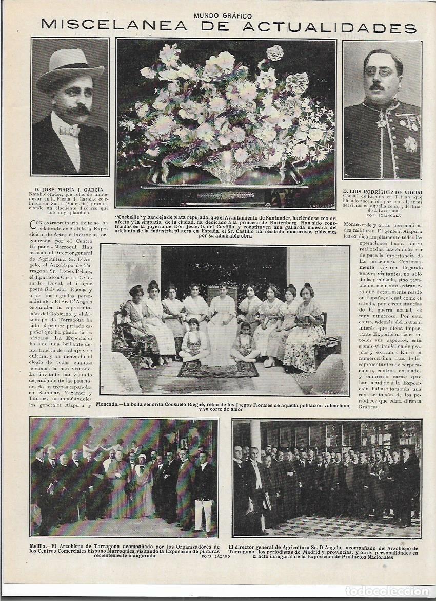 Colecionismo: A&Ntilde;O 1916 RECORTE PRENSA MONCADA VALENCIA CONSUELO BIEGNE REINA JUEGOS FLORALES CORTE DE AMOR